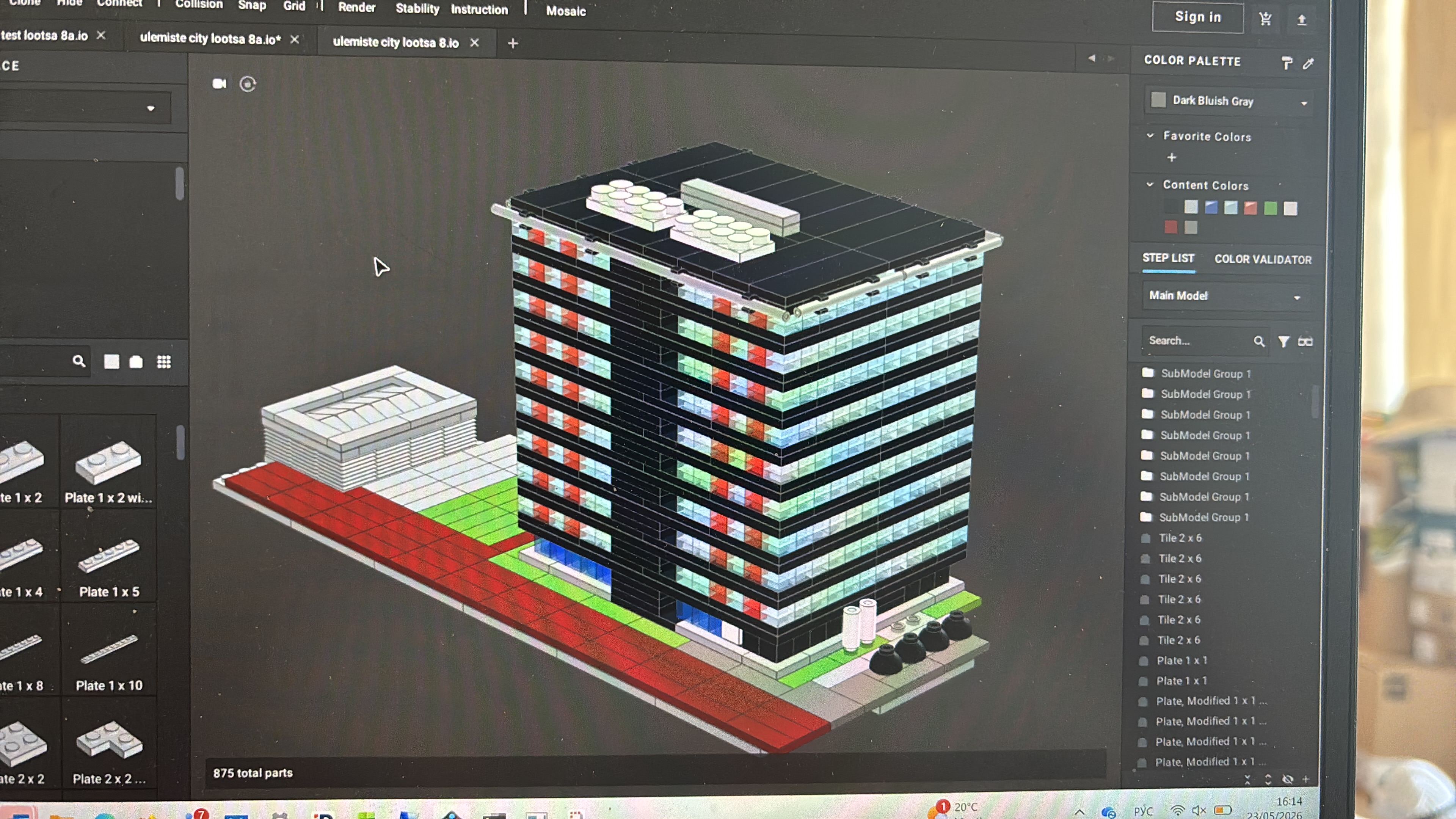 BrickLink Studio design screen Lootsa 8a 875 parts