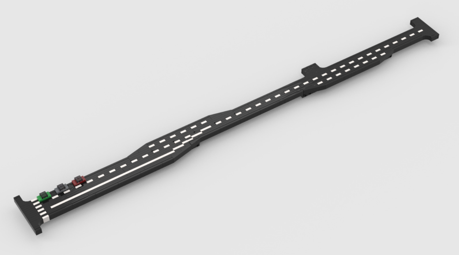 Road infrastructure long section render with cars